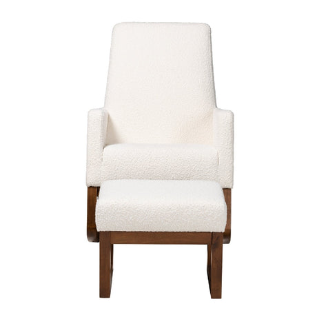 White Boucle Rocking Chair | Bali Loom Yashiya | Oroa.com
