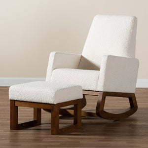 White Boucle Rocking Chair | Bali Loom Yashiya | Oroa.com