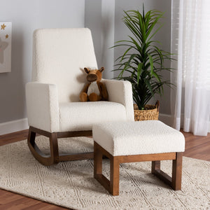 White Boucle Rocking Chair | Bali Loom Yashiya | Oroa.com