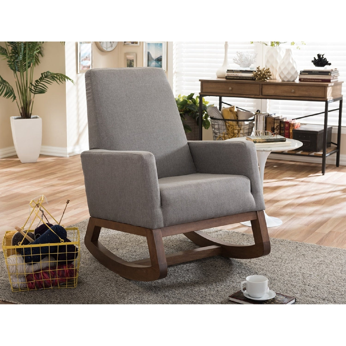 Fabric Upholstered Rocking Chair | Bali Loom Yashiya | Oroa.com