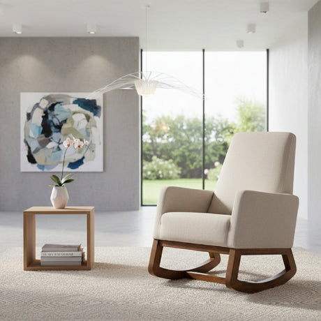 Fabric Upholstered Rocking Chair | Bali Loom Yashiya | Oroa.com