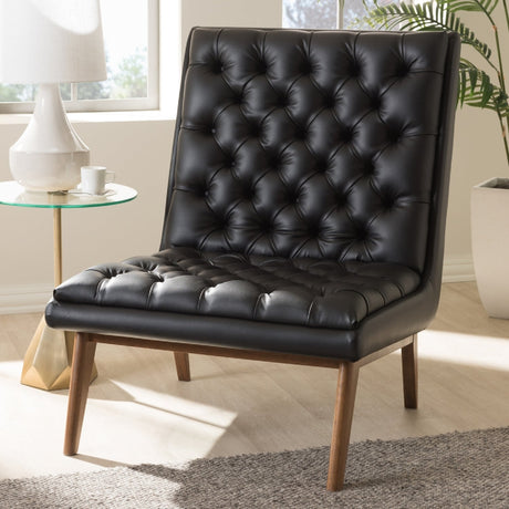 Modern European furniture - Black Leather Inspired Lounge Chair - www.oroa.com