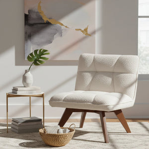 Modern European furniture - Cream Boucle Japandi Accent Chair - www.oroa.com