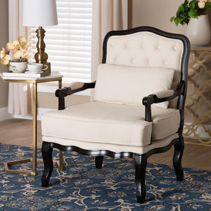 Cream Tufted French Accent Chair | Bali Loom Dion | Oroa.com