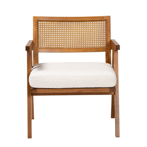 Modern European furniture - Japandi Cream Boucle Lounge Chair - www.oroa.com
