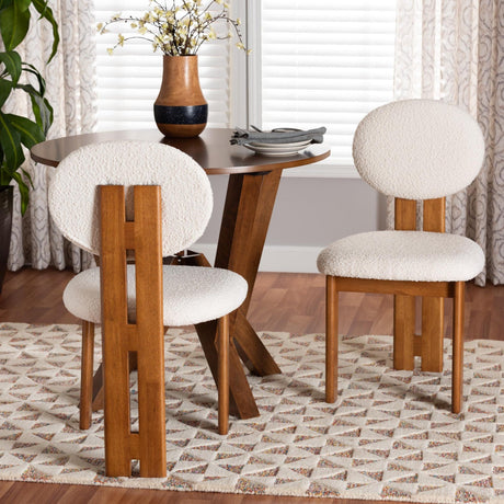 Boucle Japandi Dining Chairs 2 | Bali Loom Kacela | Oroa.com