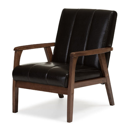 Panel Stitched Leather Inspired Lounge Chair | Bali Loom Nikko | Oroa.com