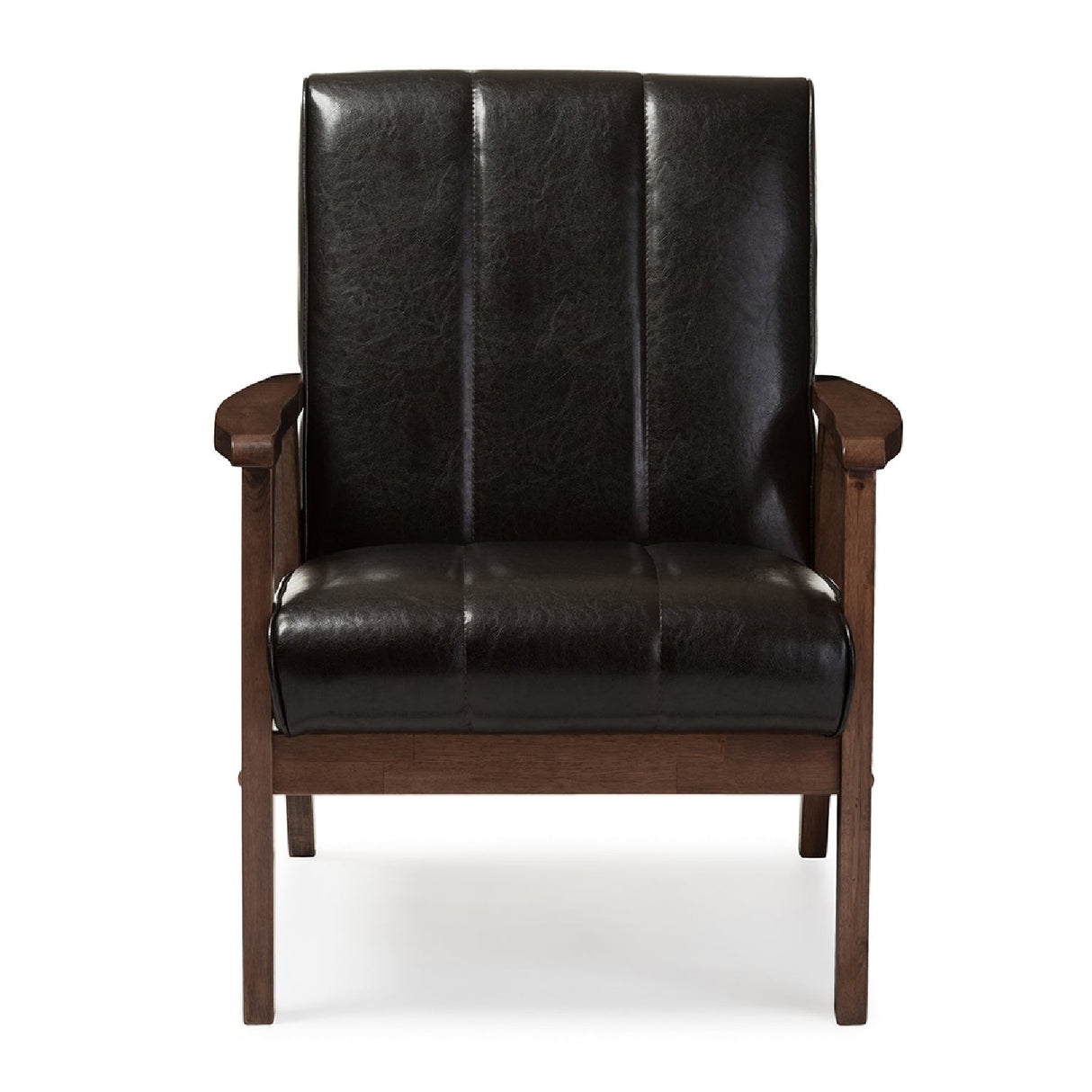 Panel Stitched Leather Inspired Lounge Chair | Bali Loom Nikko | Oroa.com