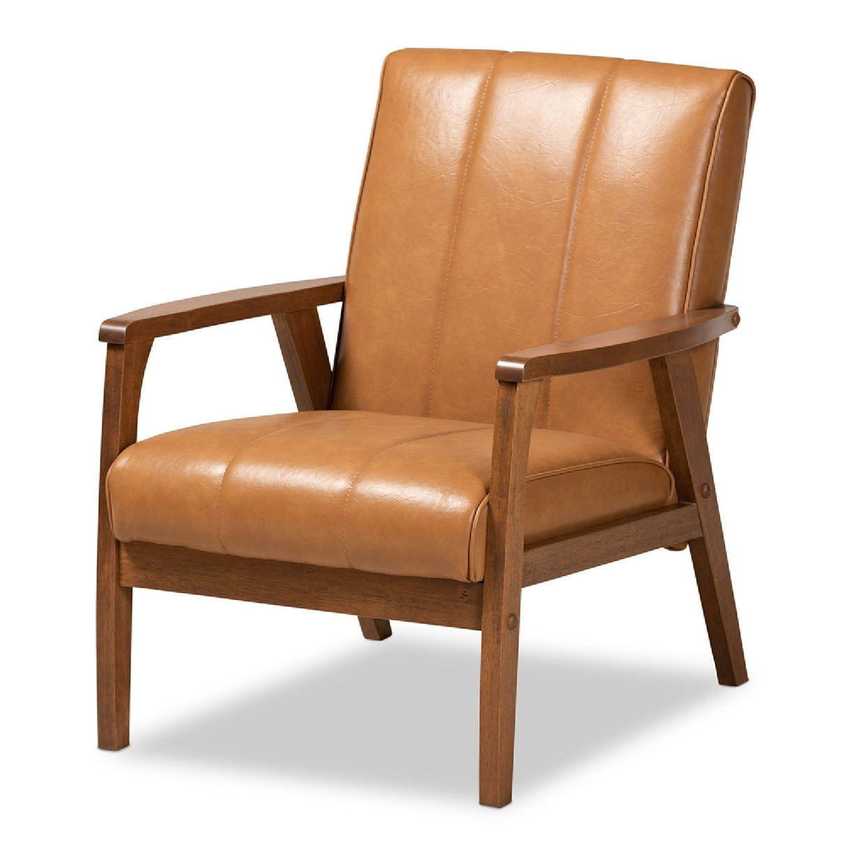 Tan Leather Effect Lounge Chair | Bali Loom Nikko | Oroa.com