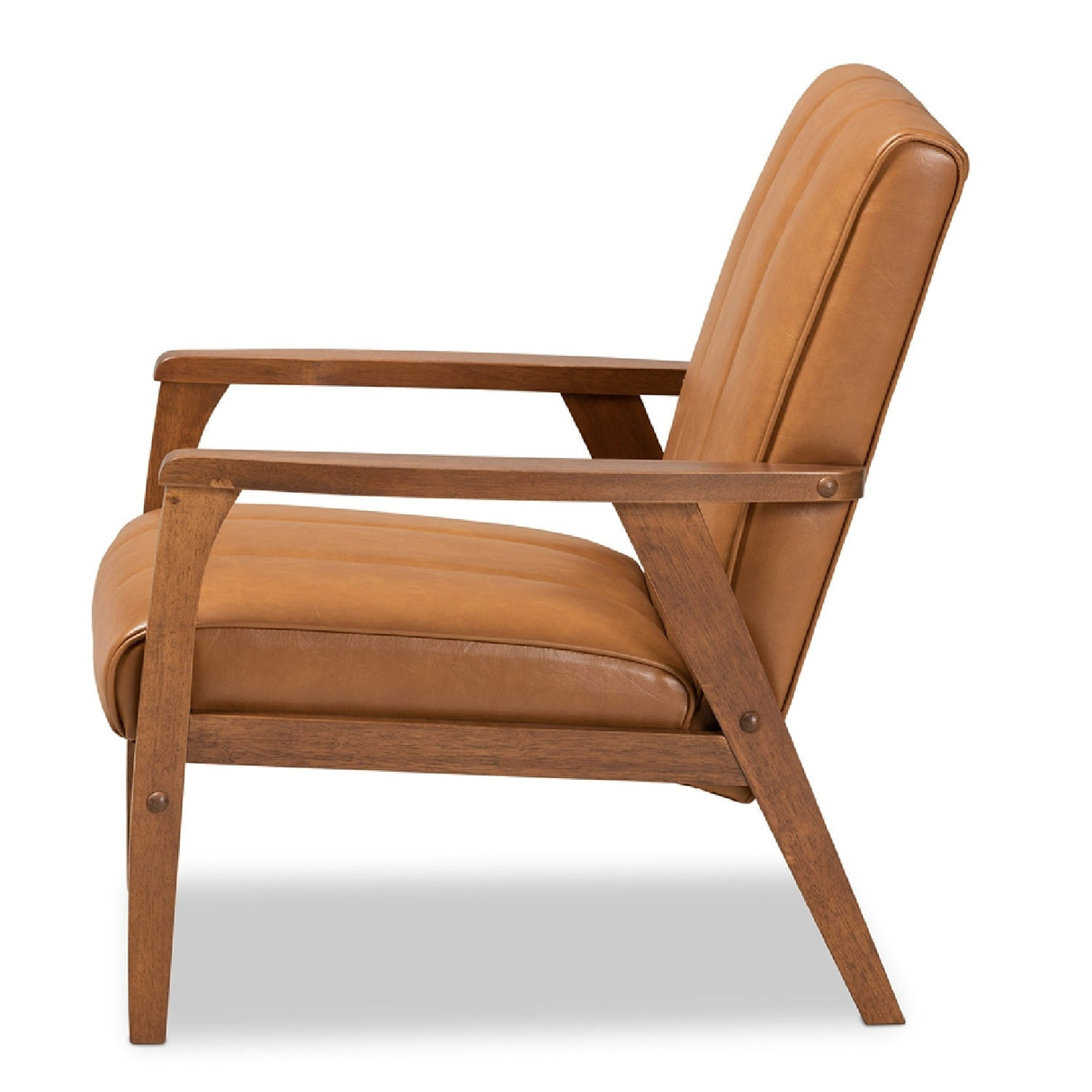 Tan Leather Effect Lounge Chair | Bali Loom Nikko | Oroa.com