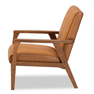 Tan Leather Effect Lounge Chair | Bali Loom Nikko | Oroa.com