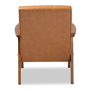 Tan Leather Effect Lounge Chair | Bali Loom Nikko | Oroa.com