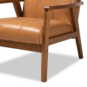 Tan Leather Effect Lounge Chair | Bali Loom Nikko | Oroa.com