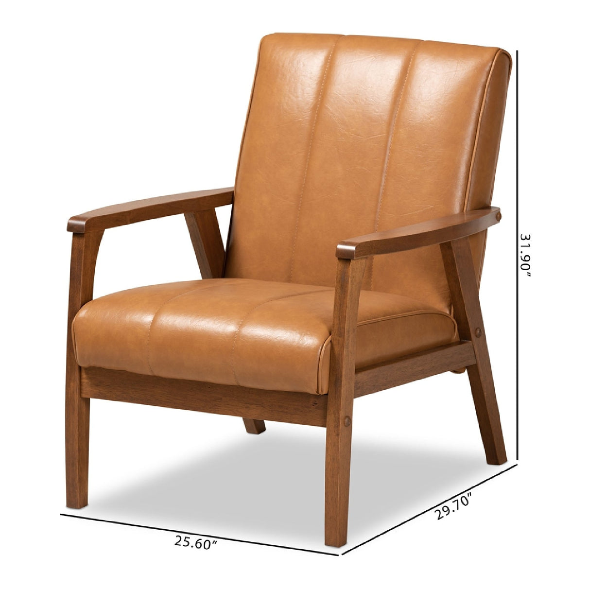 Tan Leather Effect Lounge Chair | Bali Loom Nikko | Oroa.com