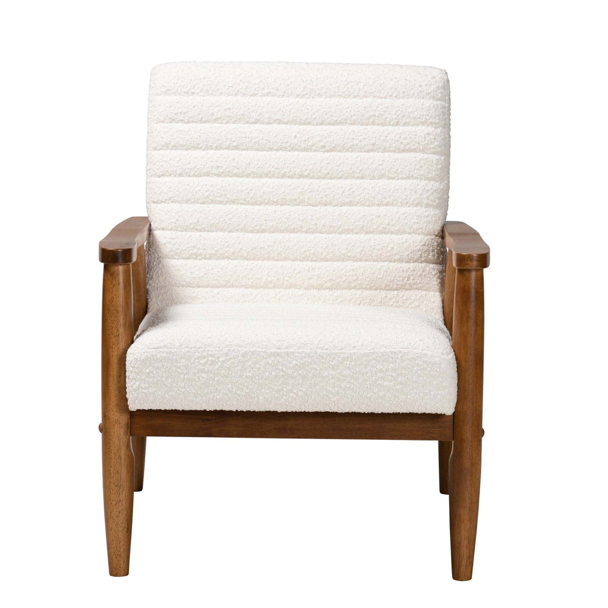 Modern European furniture - Channeled Cream Boucle Lounge Chair - www.oroa.com