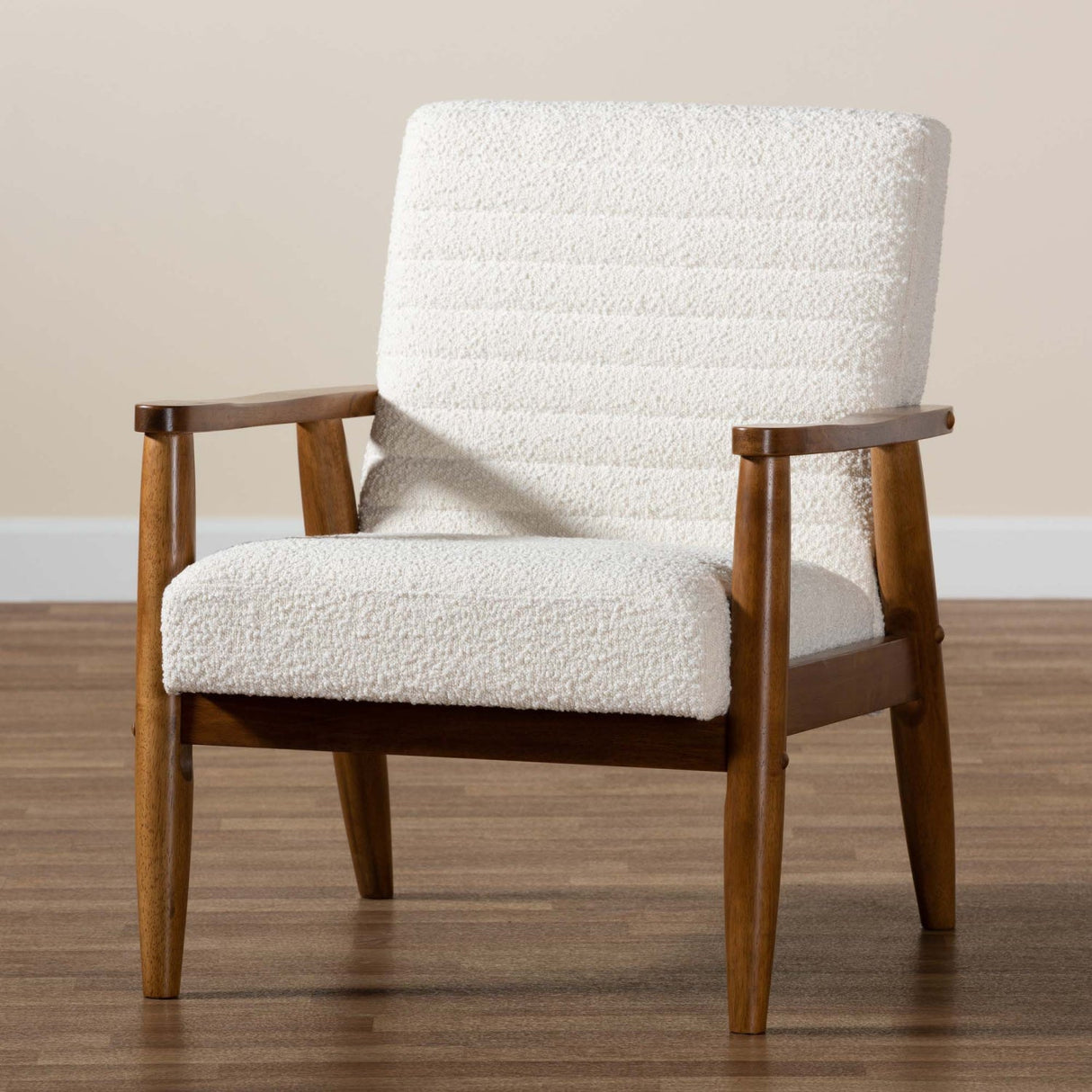 Modern European furniture - Channeled Cream Boucle Lounge Chair - www.oroa.com