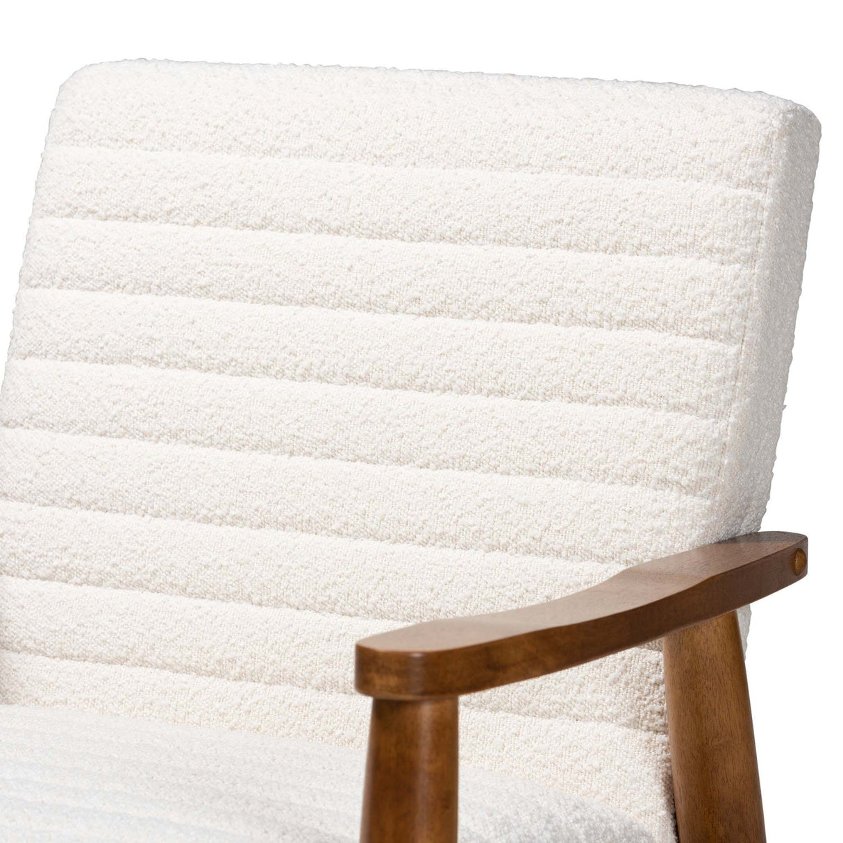 Modern European furniture - Channeled Cream Boucle Lounge Chair - www.oroa.com