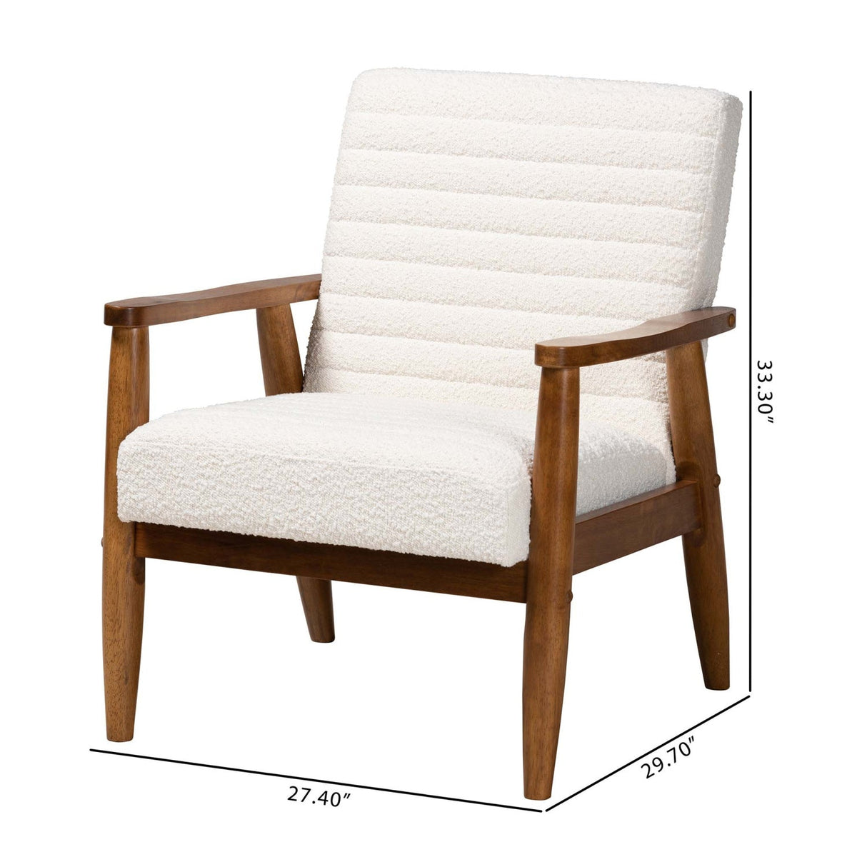 Modern European furniture - Channeled Cream Boucle Lounge Chair - www.oroa.com