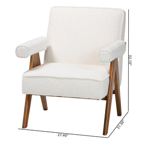 Modern European furniture - Cream Boucle Japandi Accent Armchair - www.oroa.com