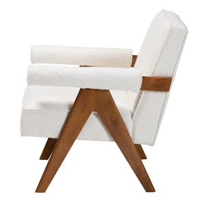 Modern European furniture - Cream Boucle Japandi Accent Armchair - www.oroa.com