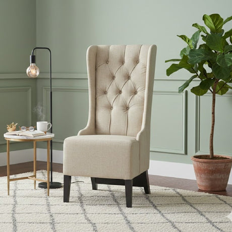 Modern European furniture - Beige Linen High Back Accent Chair - www.oroa.com