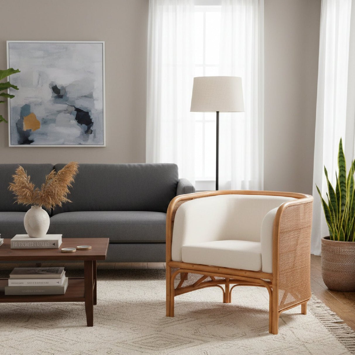 Curved Woven Rattan Accent Chair | Bali Loom Bandung | Oroa.com