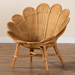 Modern European furniture - Scalloped Rattan Boho Accent Chair - www.oroa.com