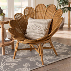 Modern European furniture - Scalloped Rattan Boho Accent Chair - www.oroa.com