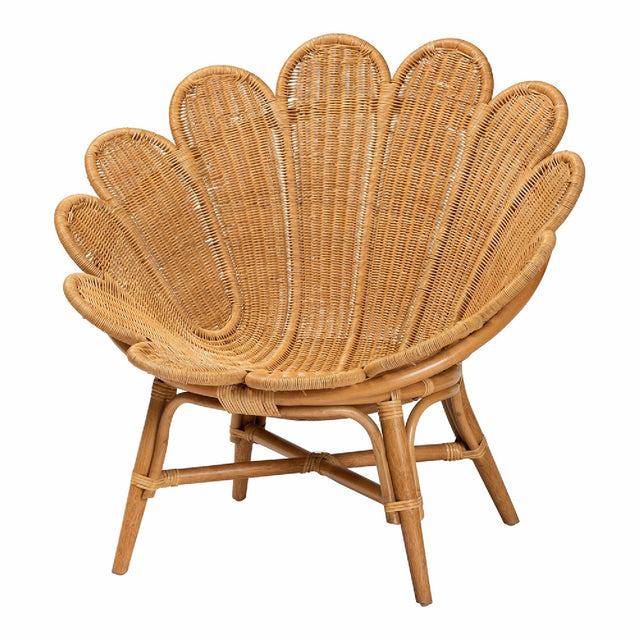 Modern European furniture - Scalloped Rattan Boho Accent Chair - www.oroa.com