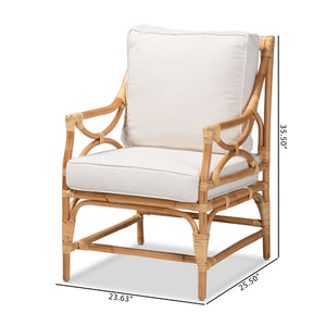 White Padded Rattan Accent Chair | Bali Loom Brandon | Oroa.com