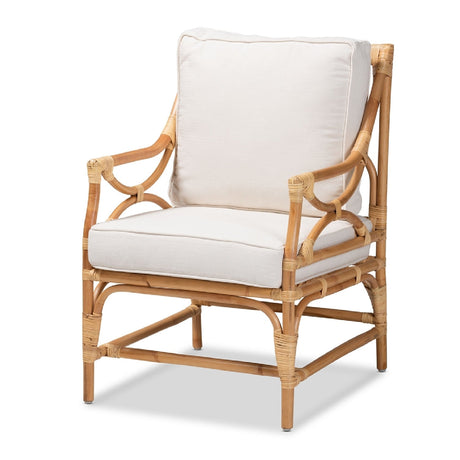 White Padded Rattan Accent Chair | Bali Loom Brandon | Oroa.com
