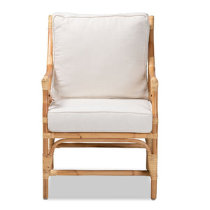 White Padded Rattan Accent Chair | Bali Loom Brandon | Oroa.com