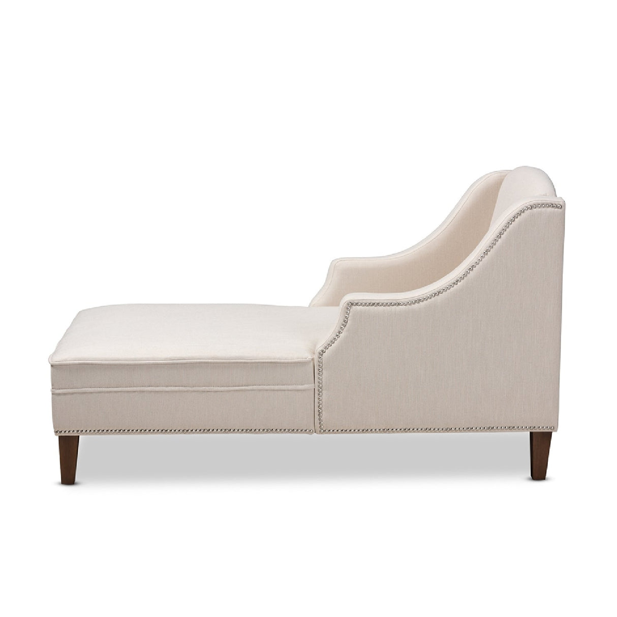 Modern European furniture - Beige Nailhead Trimmed Chaise Lounge - www.oroa.com