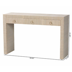 Natural Grasscloth 3 Drawer Console Table | Bali Loom Cielo | Oroa.com