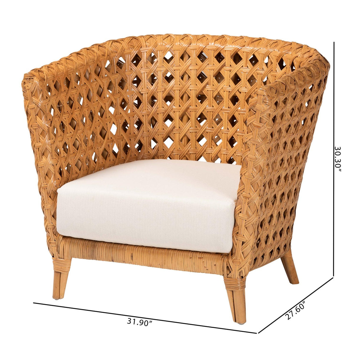 Modern European furniture - Diamond Weave Rattan Accent Chair - www.oroa.com
