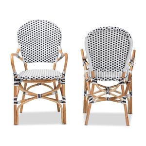 Modern European furniture - Indoor Outdoor Two Toned Weaving Bistro Chairs 2 - www.oroa.com