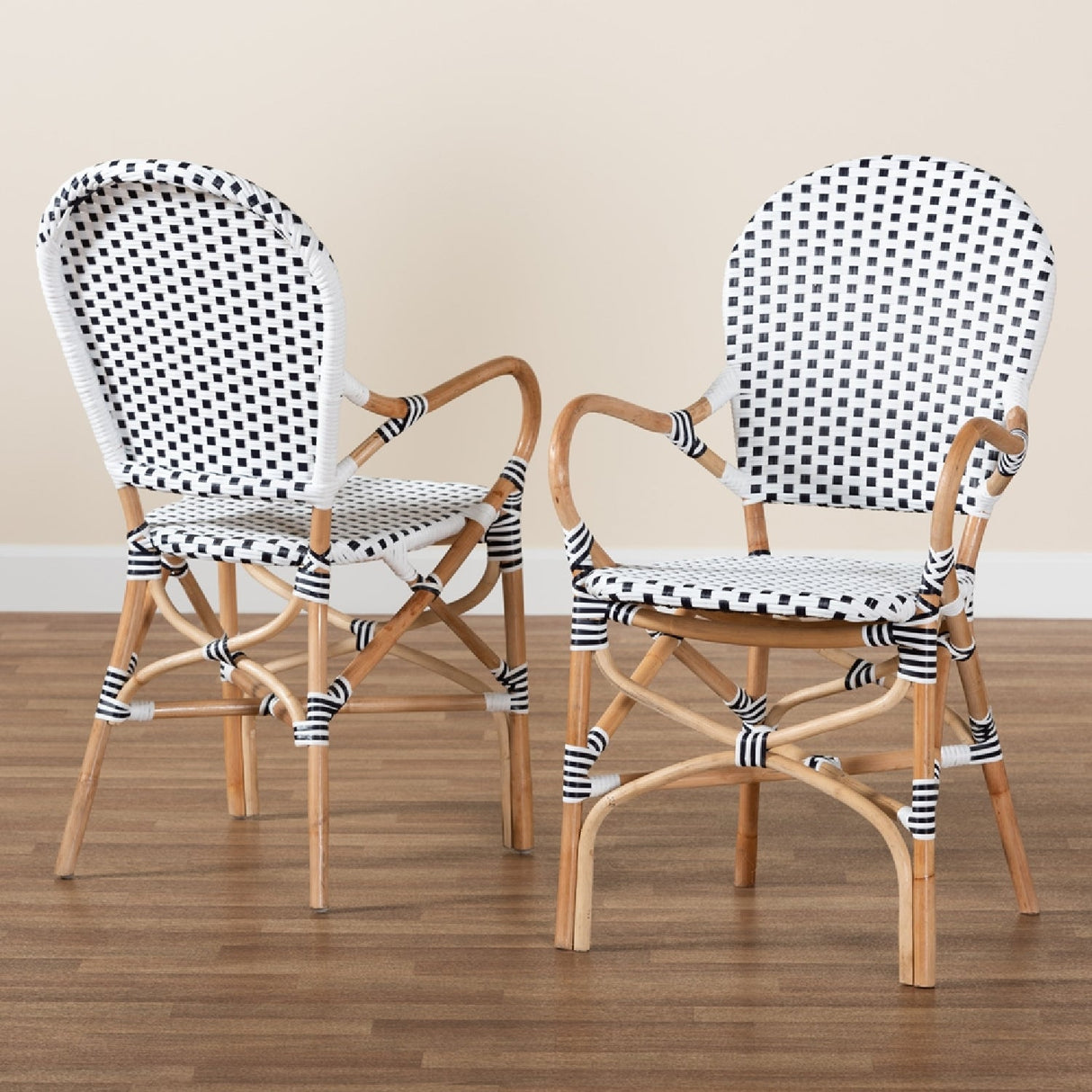 Modern European furniture - Indoor Outdoor Two Toned Weaving Bistro Chairs 2 - www.oroa.com