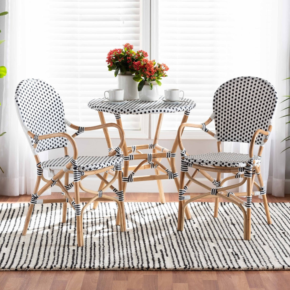 Modern European furniture - Indoor Outdoor Two Toned Weaving Bistro Chairs 2 - www.oroa.com