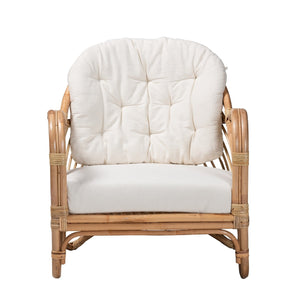 Modern European furniture - Natural Rattan Padded Lounge Chair - www.oroa.com