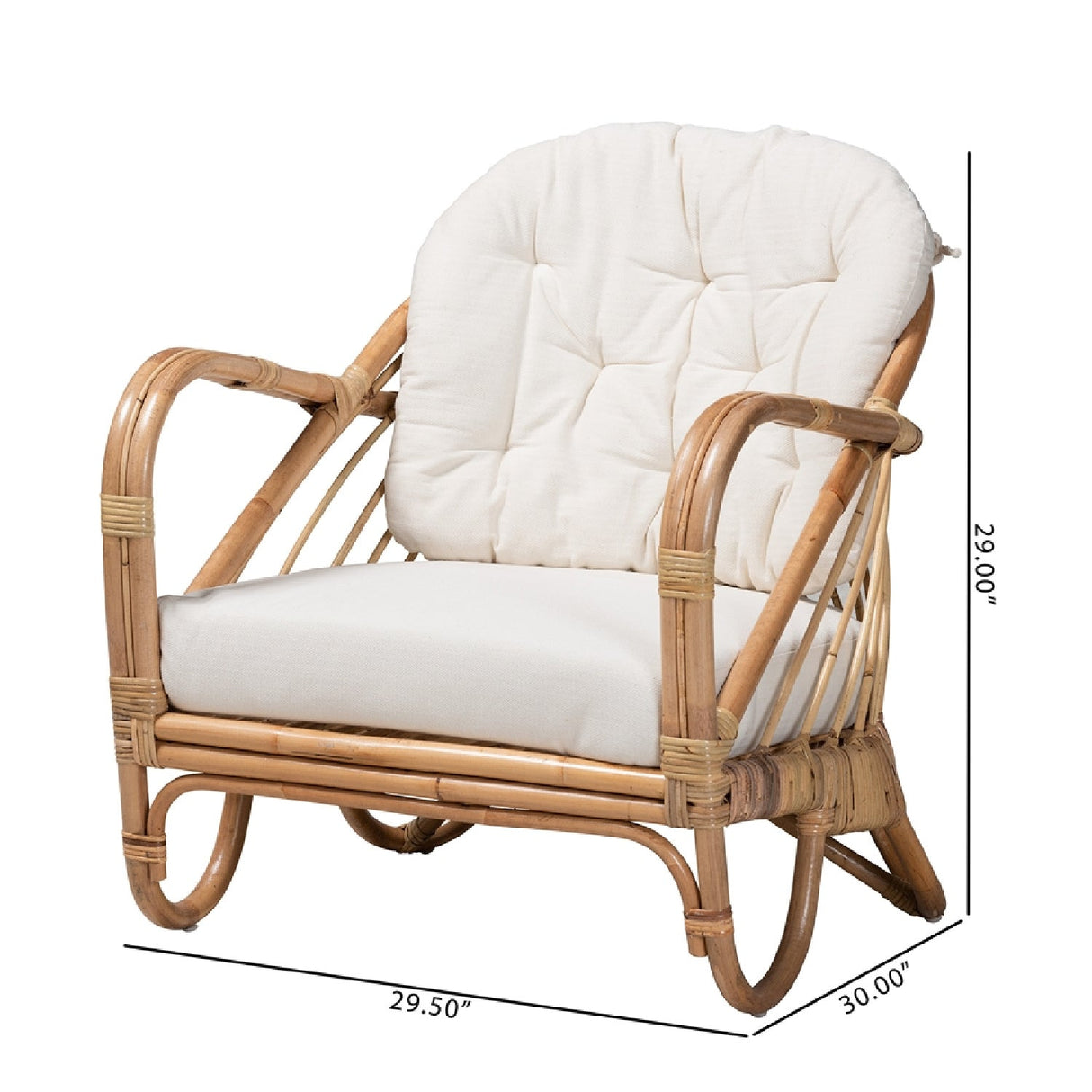 Modern European furniture - Natural Rattan Padded Lounge Chair - www.oroa.com