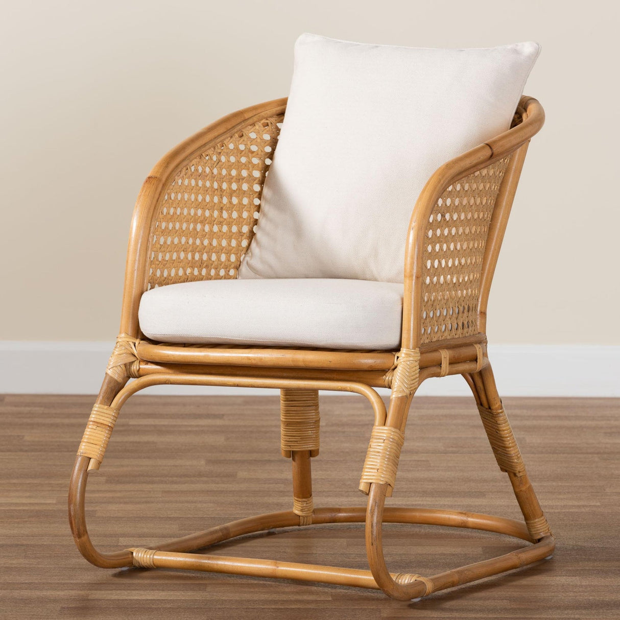 Modern European furniture - Cane Webbing Padded Accent Chair - www.oroa.com