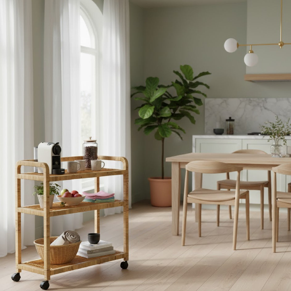 Modern European furniture - Rattan Wrapped Kitchen Cart - www.oroa.com