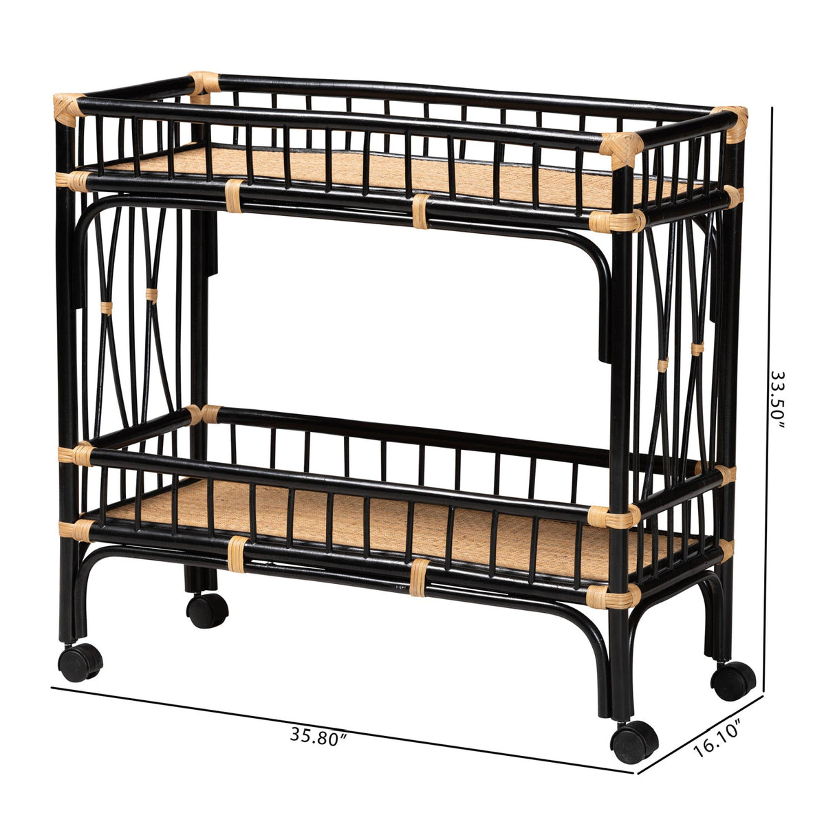 Black 2-Tier Kitchen Cart | Bali Loom Dalinda