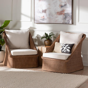 Braided Rattan Padded Lounge Chairs 2 | Bali Loom Derris | Oroa.com