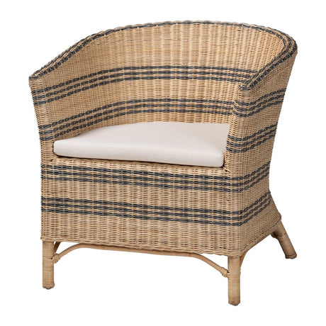Modern European furniture - Striped Rattan Curved Accent Chair - www.oroa.com