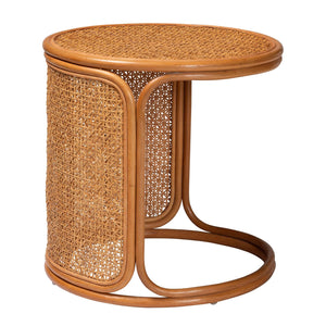 Woven Rattan Round End Table | Bali Loom Eldon | Oroa.com