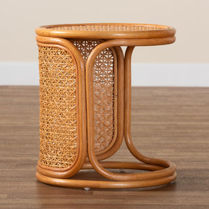 Woven Rattan Round End Table | Bali Loom Eldon | Oroa.com