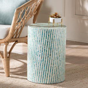 Blue Mother Of Pearl End Table | Bali Loom Draven | Oroa.com