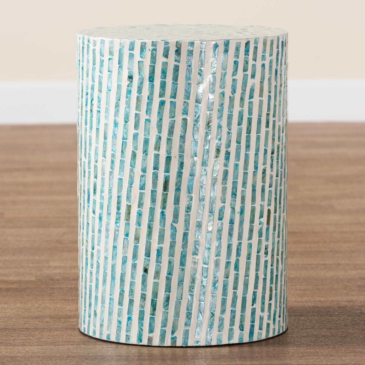 Blue Mother Of Pearl End Table | Bali Loom Draven | Oroa.com