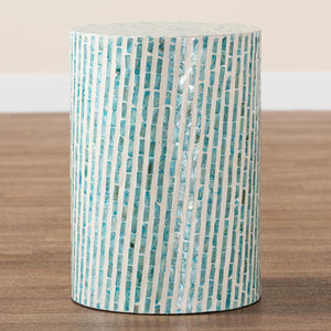 Blue Mother Of Pearl End Table | Bali Loom Draven | Oroa.com